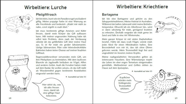 Ausmalspaß + Wissen: Fantatiere. Malbuch ab 6 Jahre. SOWAS!-Reihe (Innenansicht)